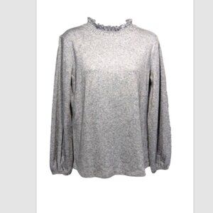 NEW Talbot's Silver Sparkle Hi-Neck Long Sleeve Black Back Bow Knit Top SP